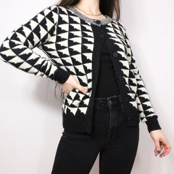 *Numph  Black & White Button Up Cardigan - Picture 1 of 7